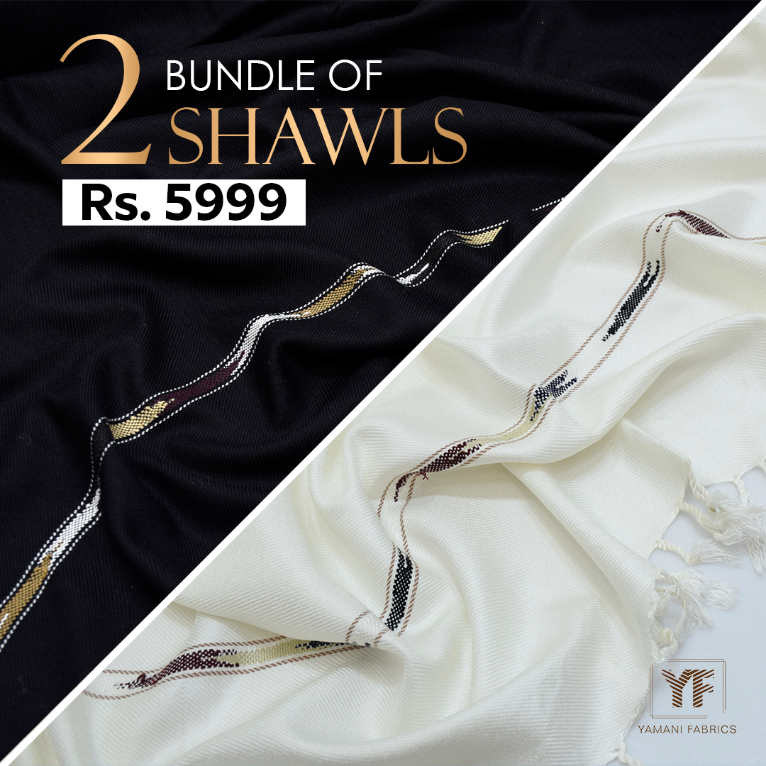 BUNDLE OF 2 LUXURY SOFT YF SHAWLS FOR MEN|BLACK AND WHITE