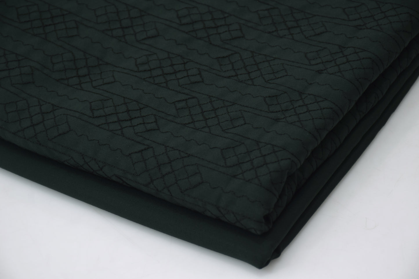 Gents Unstitched wash n wear Embroidery Suit Dark green