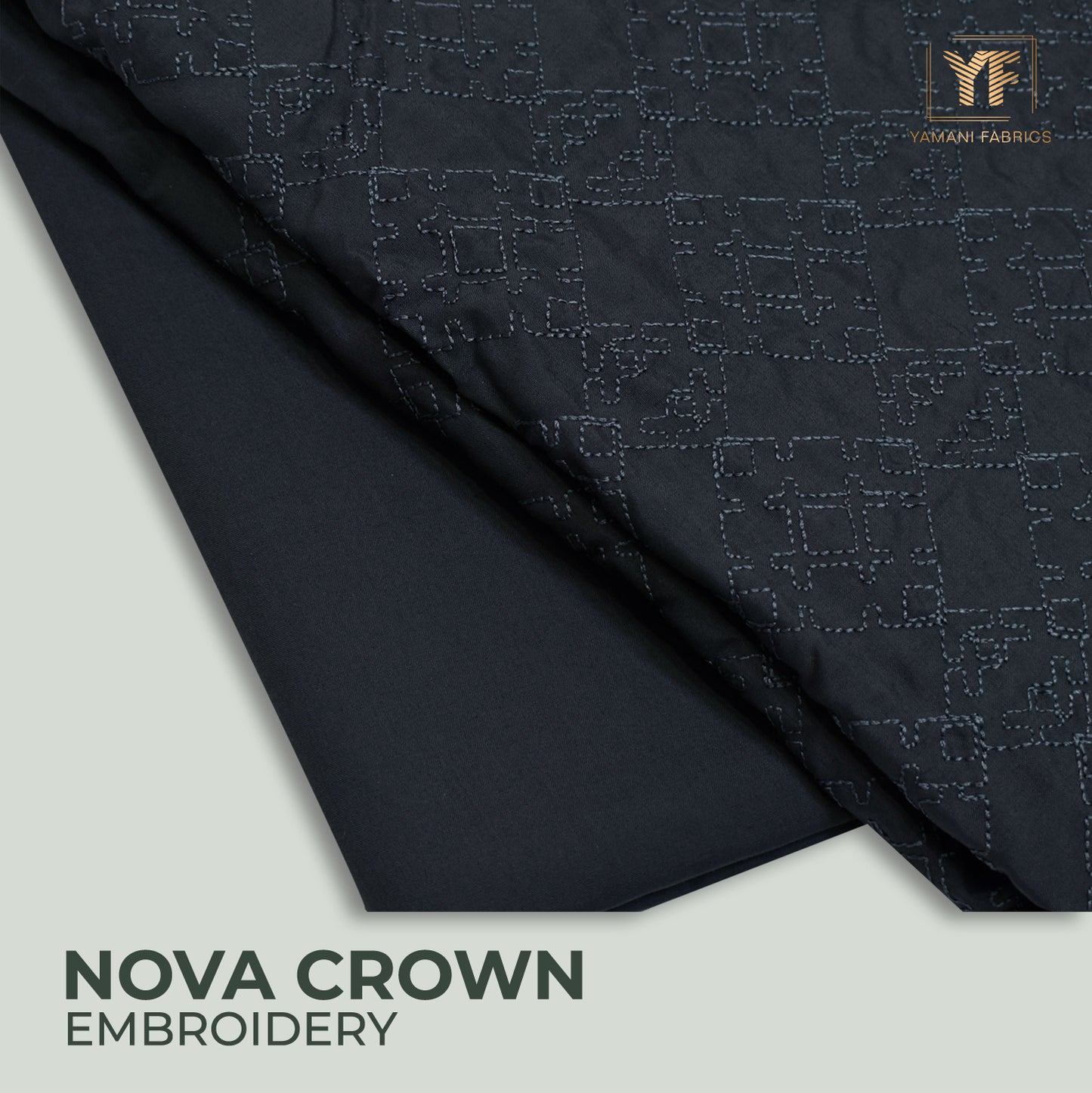 Gents Unstitched wash n wear Embroidery Suit (nova crown)charcoal gray 05