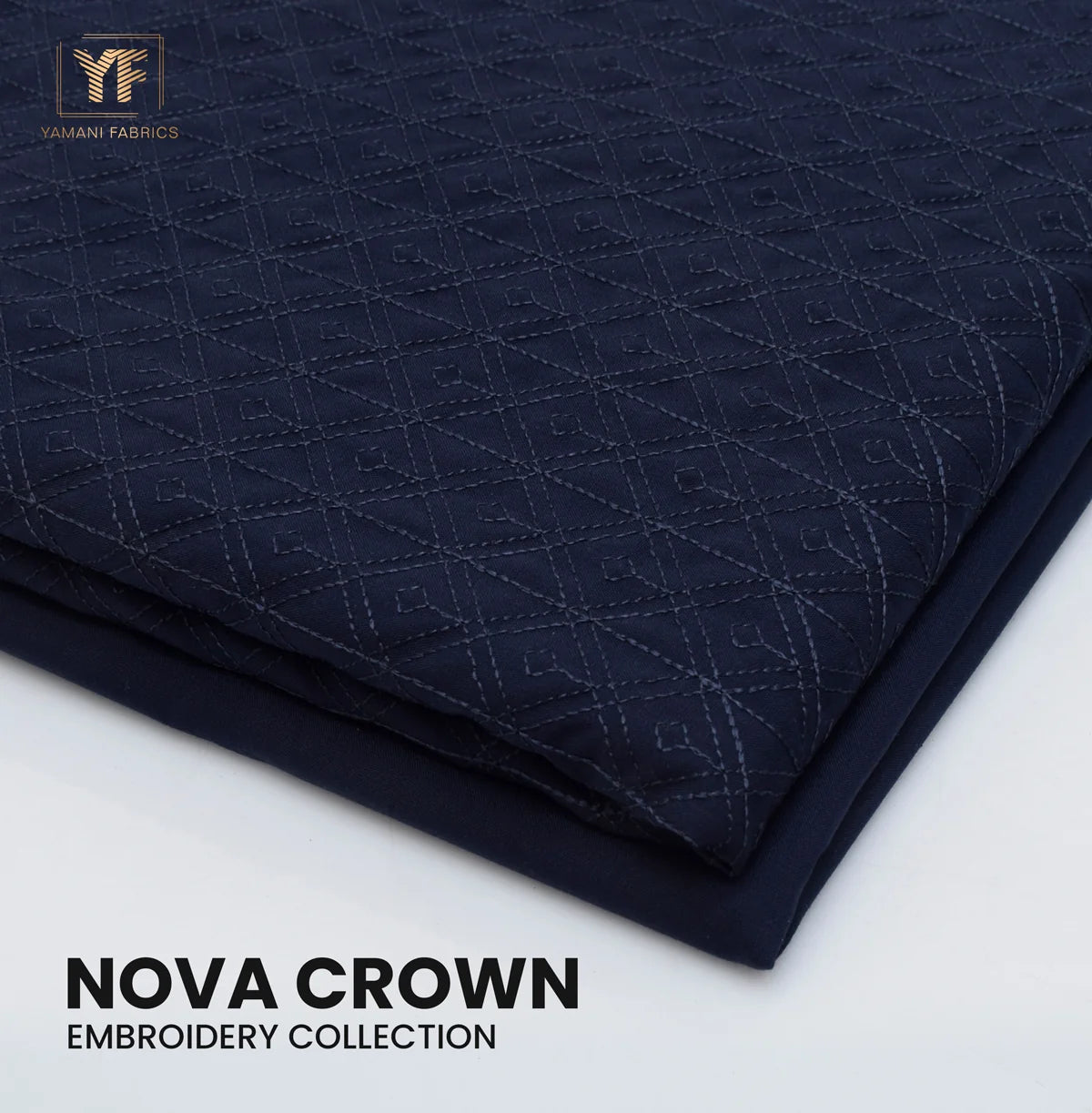 Gents Unstitched wash n wear Embroidery Suit (nova crown) Navy Blue 15