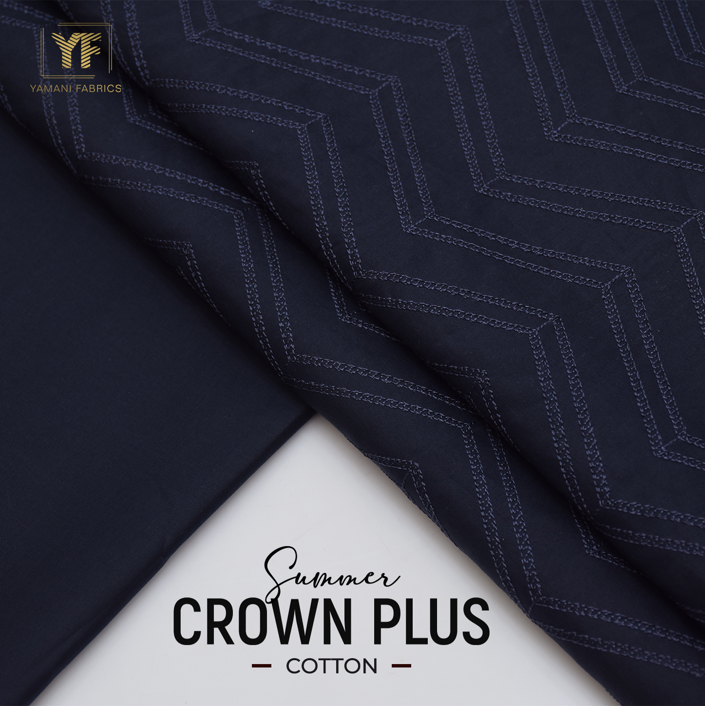 100% PURE COTTON BASE EMBROIDERY (summer Crown Plus ) navy blue zic zak