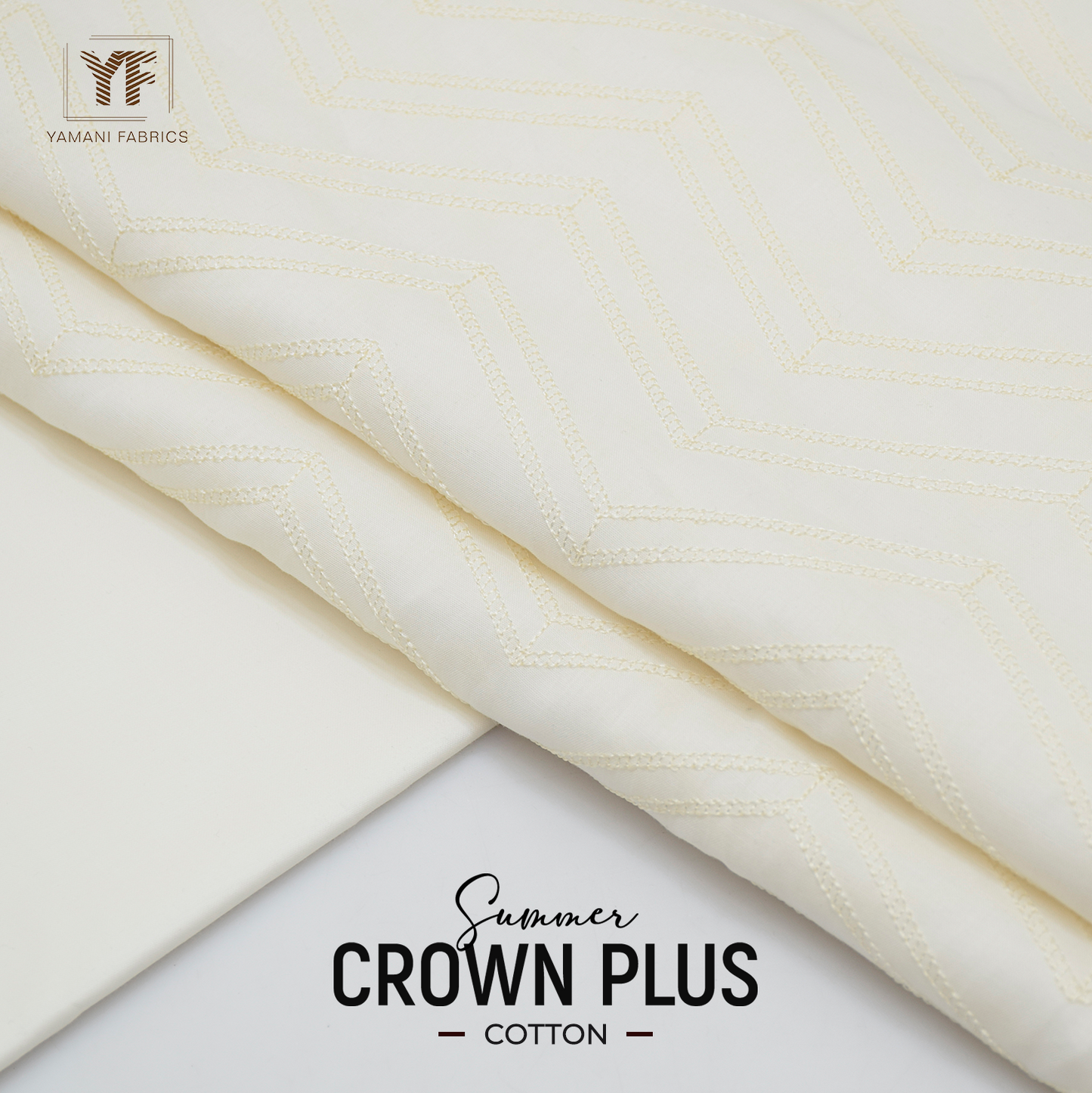 100% PURE COTTON BASE EMBROIDERY (summer Crown Plus ) creamy off white zik zak