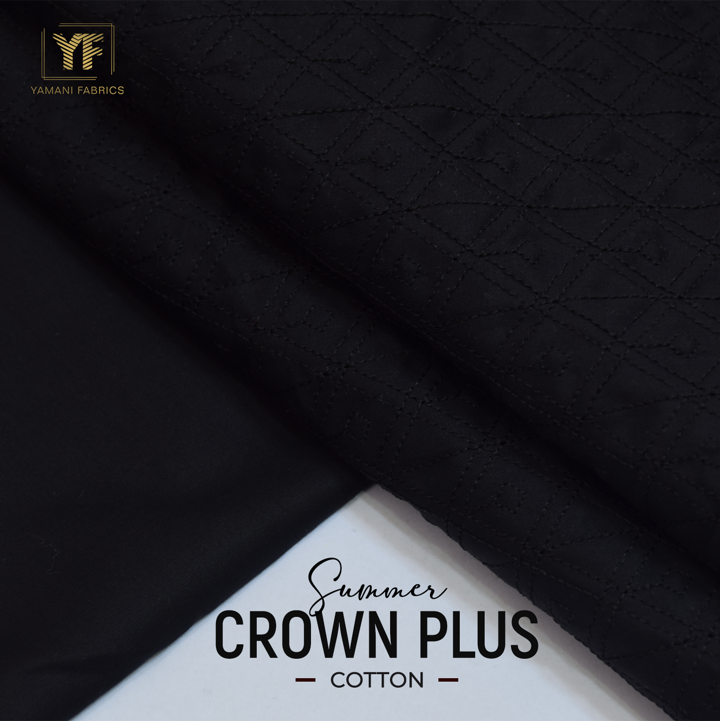 100% PURE COTTON BASE EMBROIDERY (summer Crown Plus 01) jet black
