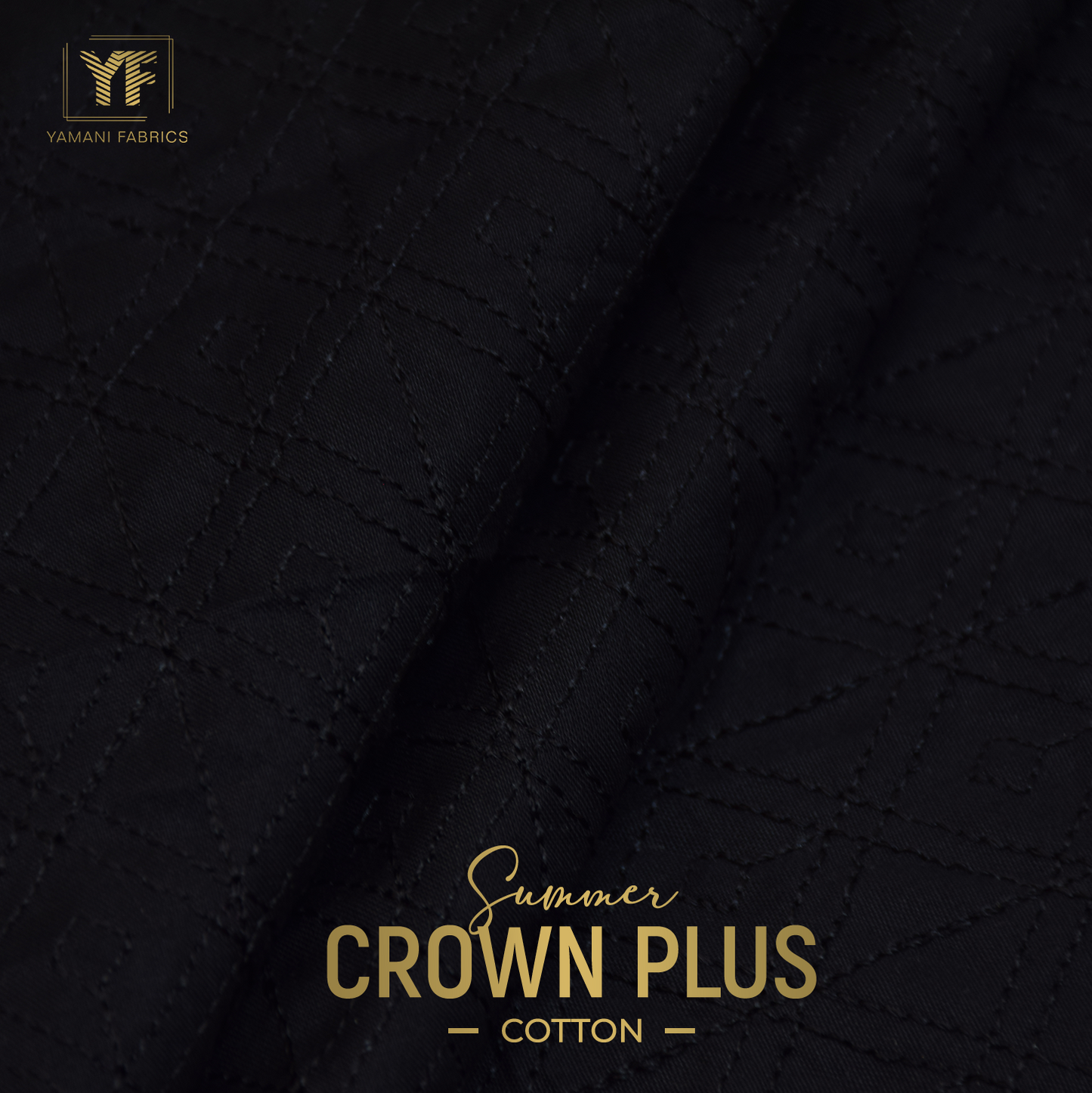 100% PURE COTTON BASE EMBROIDERY (summer Crown Plus 01) jet black