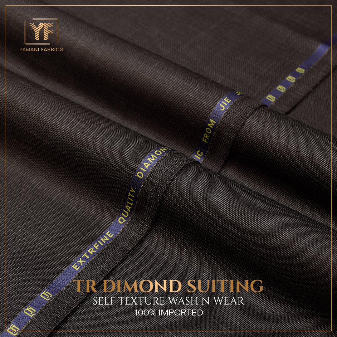 Gents Imported Wash n Wear Fabric self texture (TR DIAMOND - coffee grey)