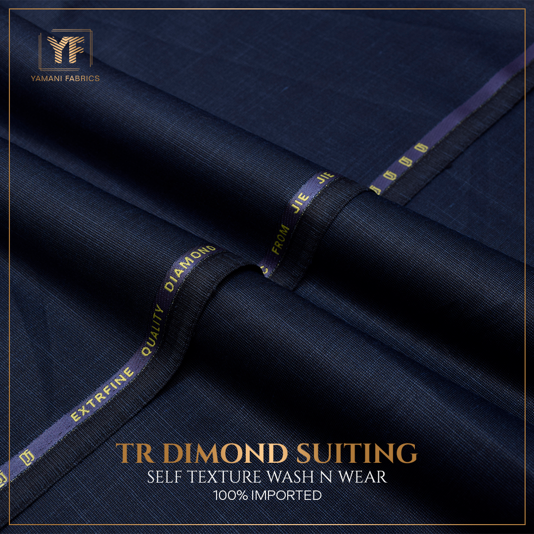 Gents Imported Wash n Wear Fabric self texture (TR DIAMOND - NAVY BLUE)