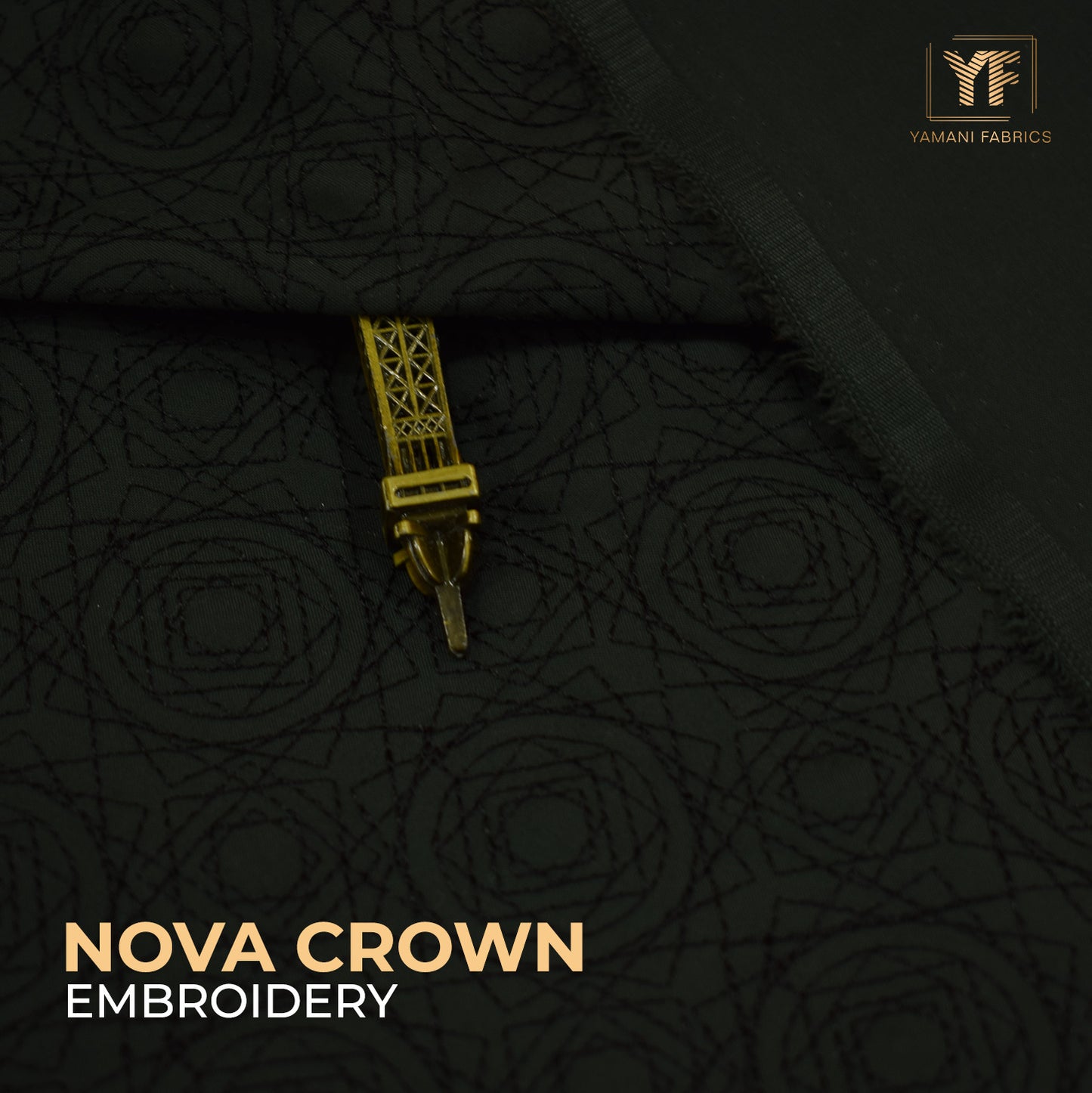 Gents Unstitched wash n wear Embroidery Suit (nova crown)dark green 09