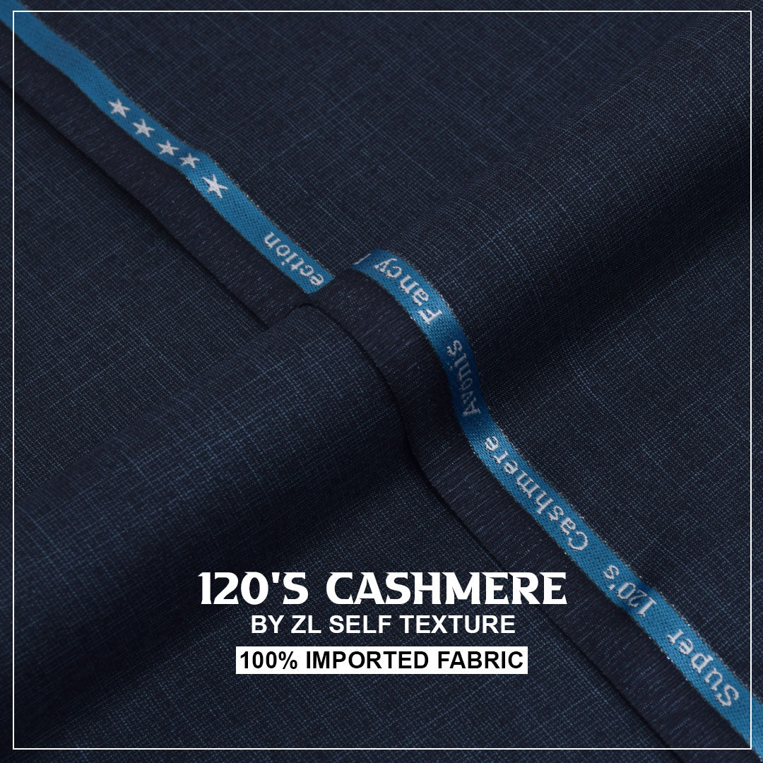 120'S CASHMERE - DARK INDIGO) Gents Imported Wash n Wear Fabric self texture