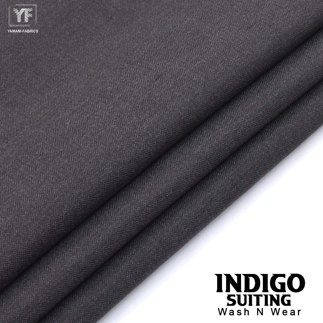 INDIGO suiting self texture wash n wear fabric for men|charcol grey