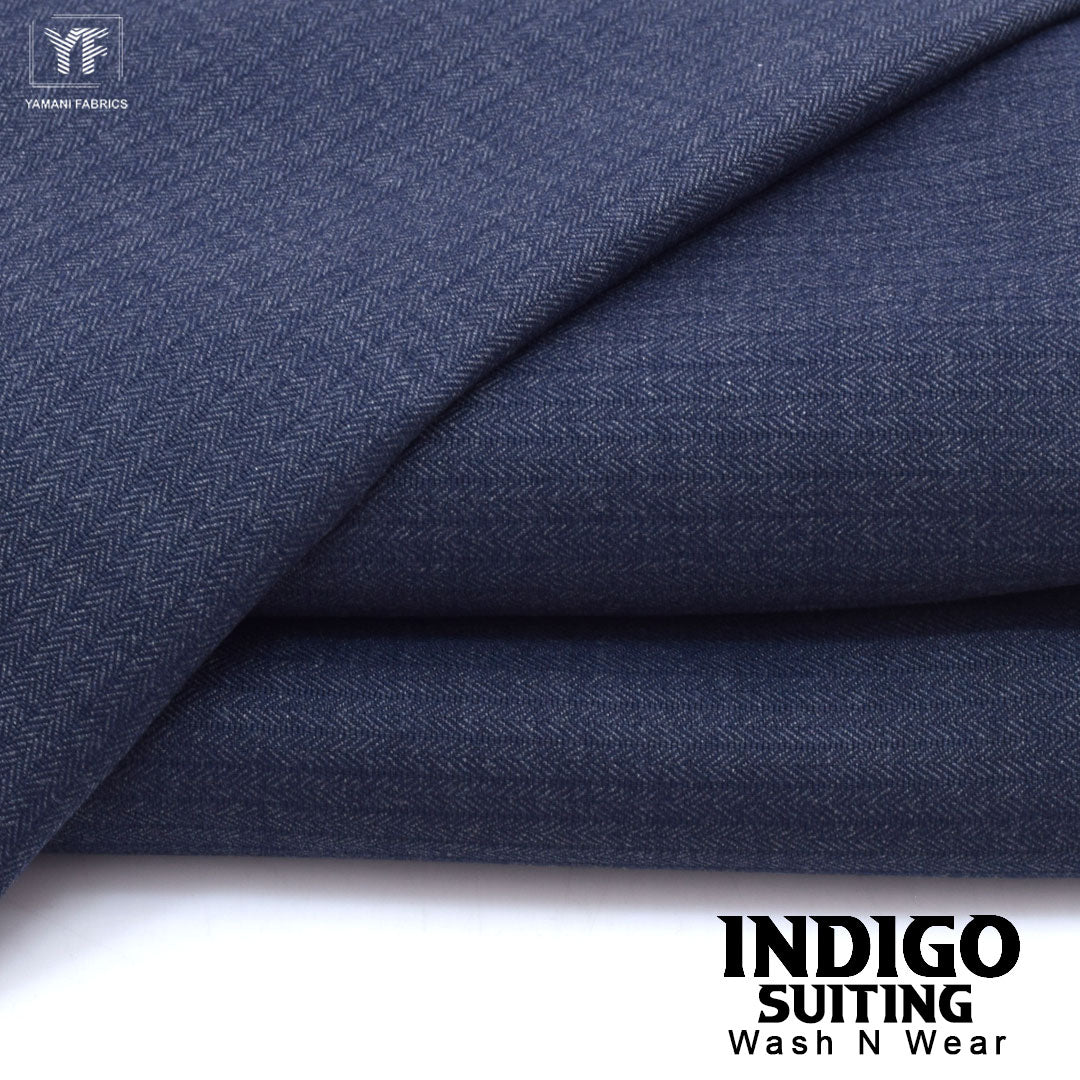INDIGO suiting self texture wash n wear fabric for men|indigo blue