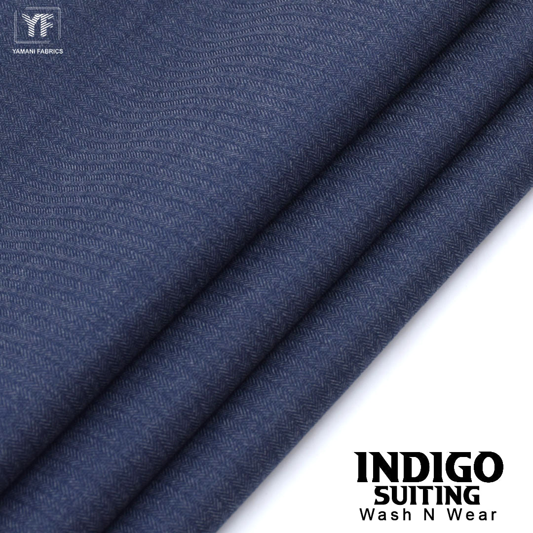 INDIGO suiting self texture wash n wear fabric for men|indigo blue