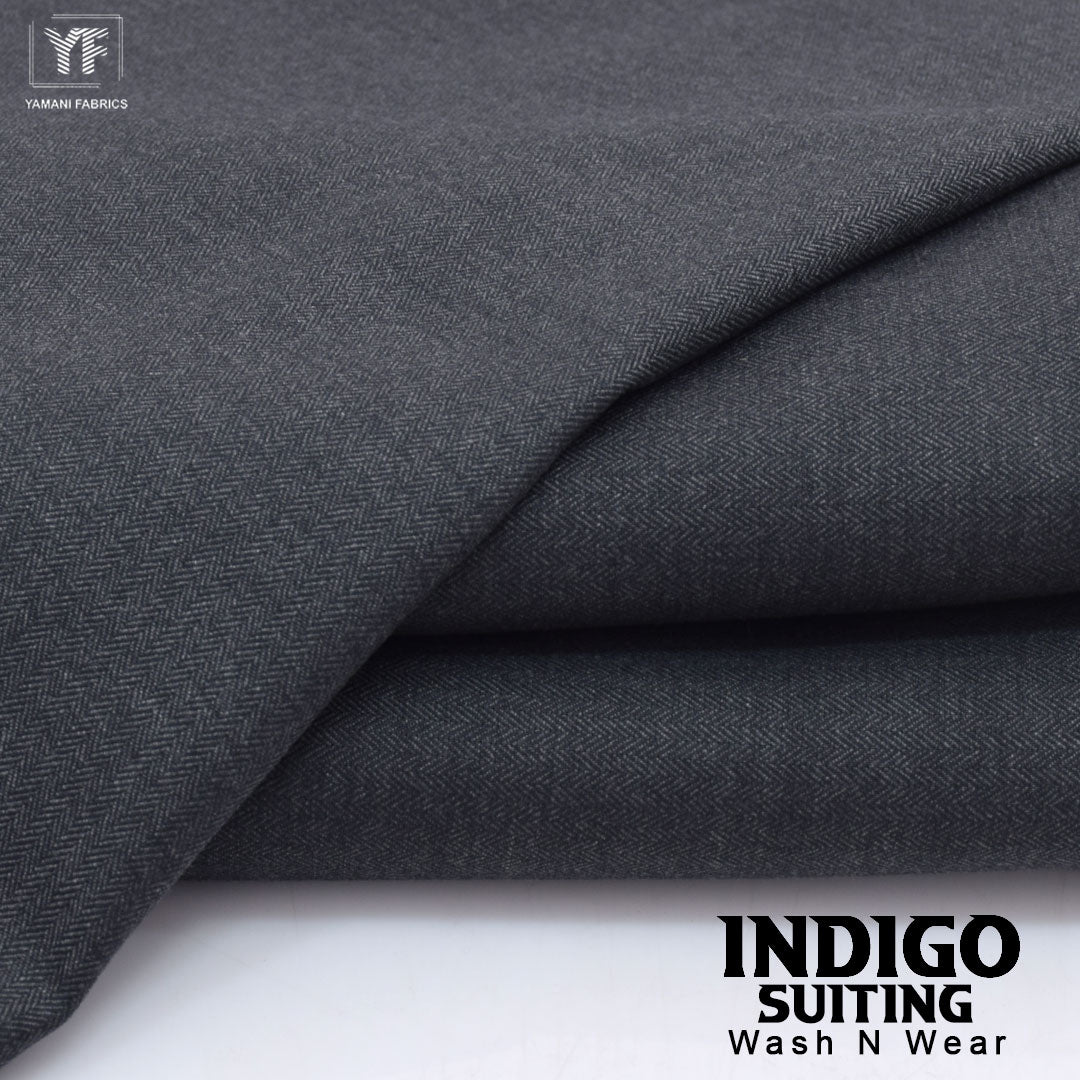 INDIGO suiting self texture wash n wear fabric for men|malasian grey