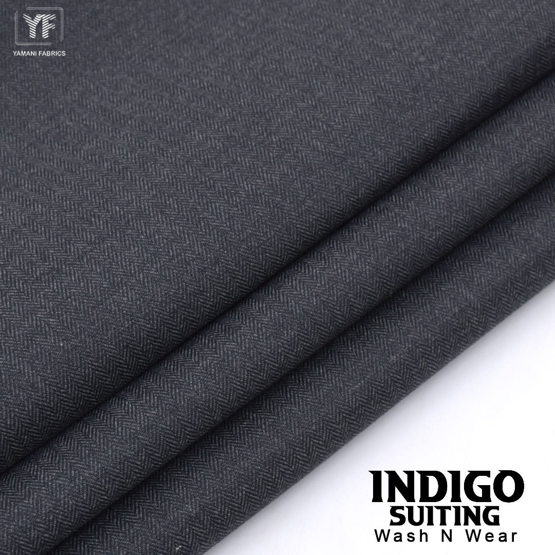 INDIGO suiting self texture wash n wear fabric for men|malasian grey