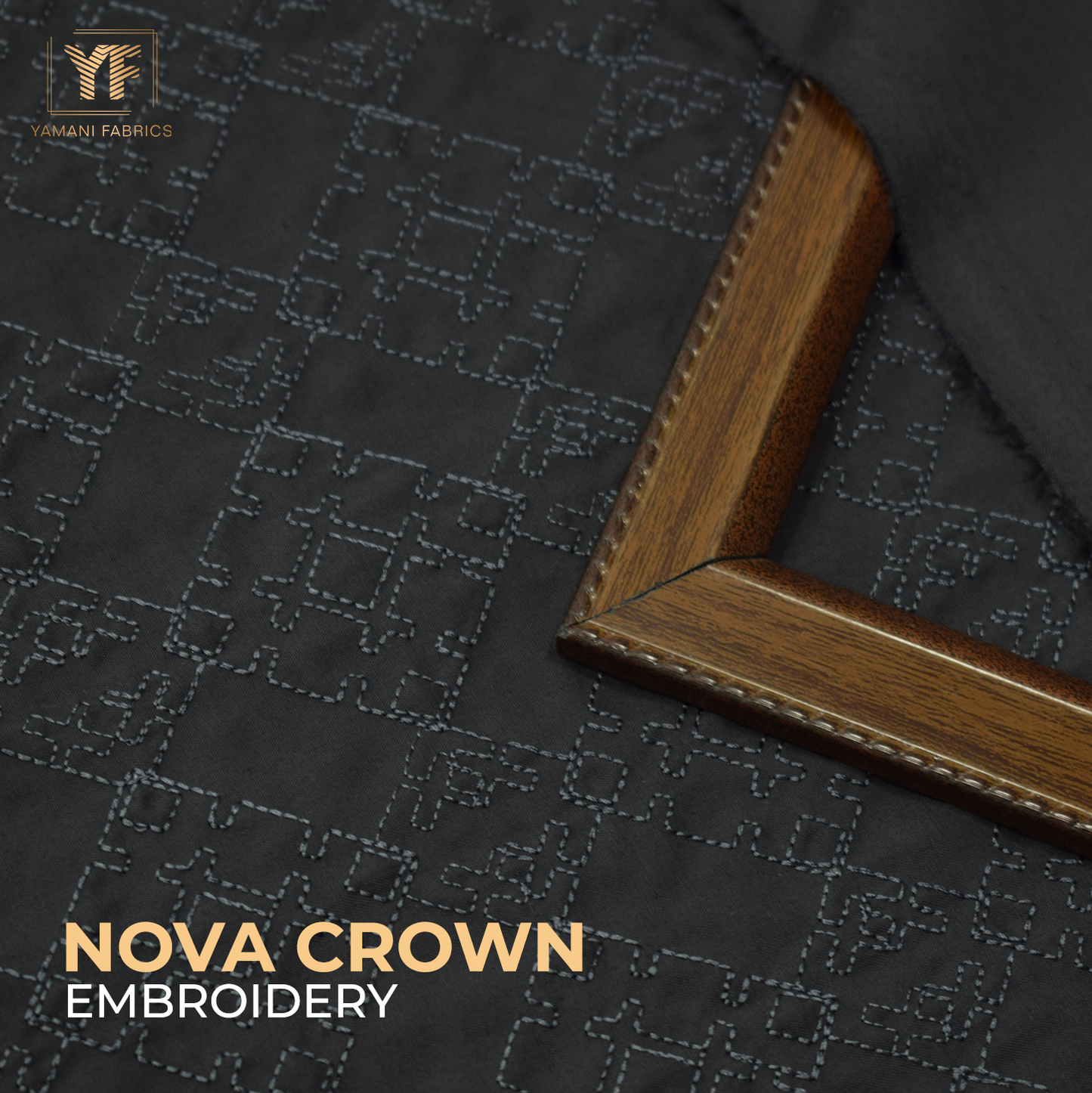 Gents Unstitched wash n wear Embroidery Suit (nova crown)charcoal gray 05