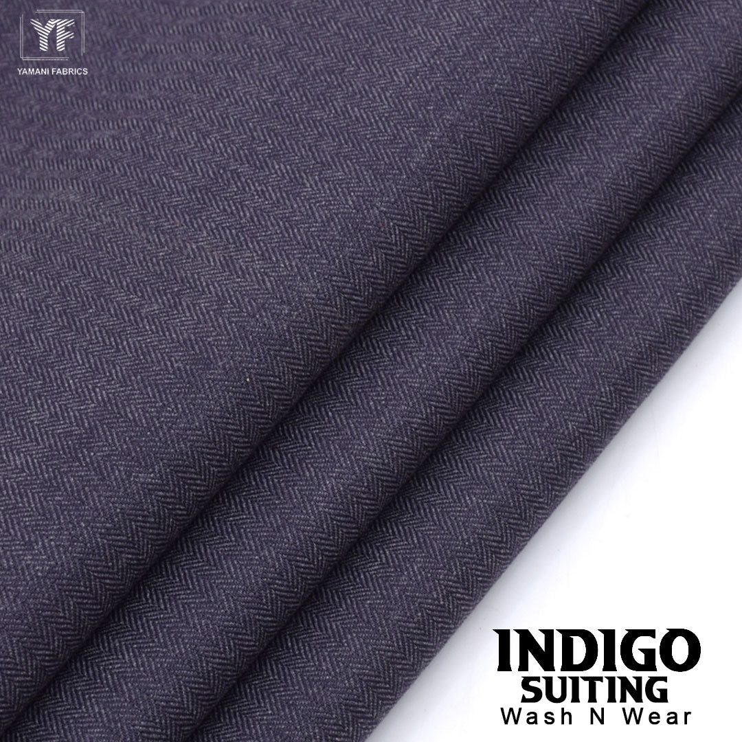 INDIGO suiting self texture wash n wear fabric for men|purple