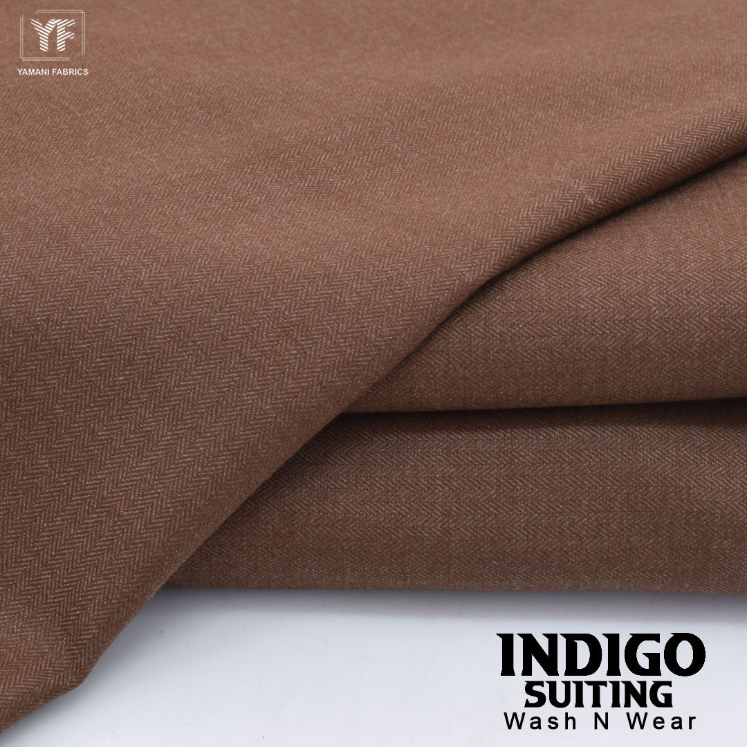 INDIGO suiting self texture wash n wear fabric for men|rust