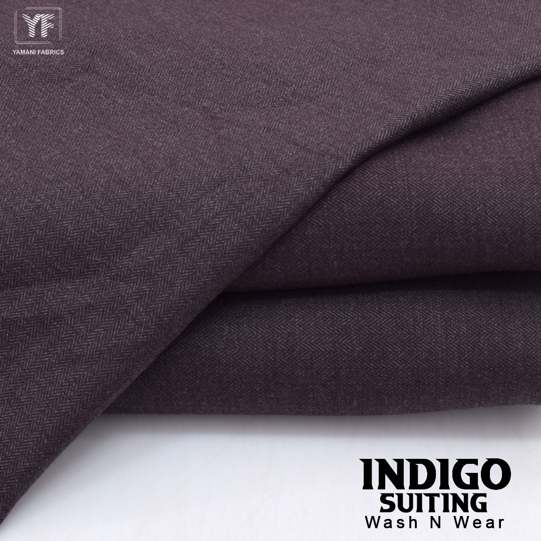INDIGO suiting self texture wash n wear fabric for men|vine purple