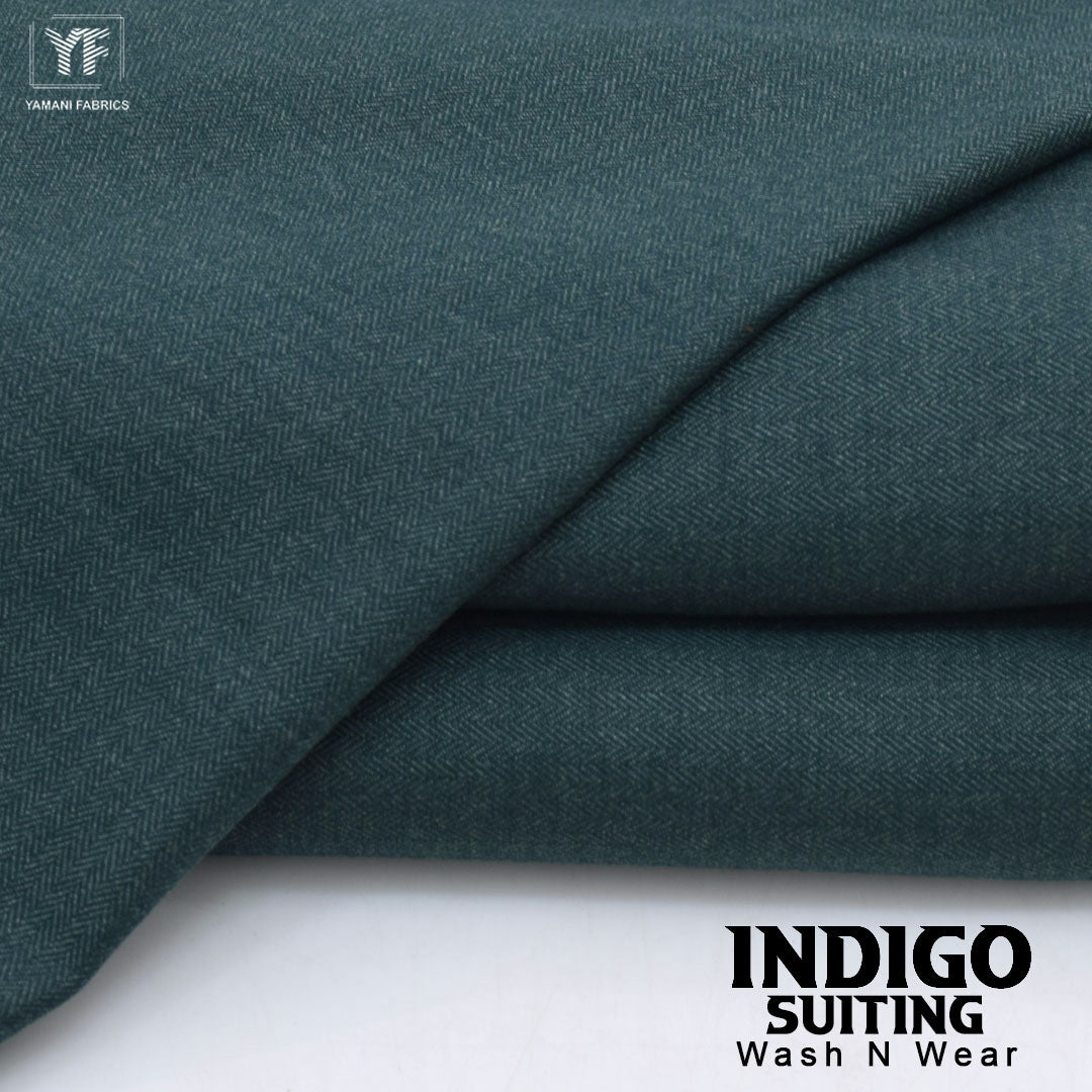 INDIGO suiting self texture wash n wear fabric for men|zinc