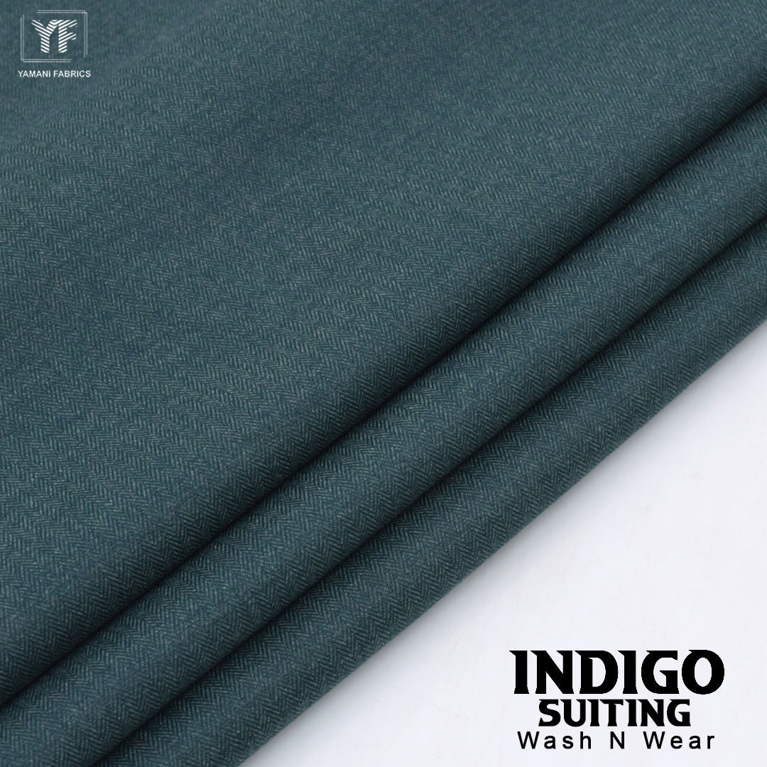 INDIGO suiting self texture wash n wear fabric for men|zinc