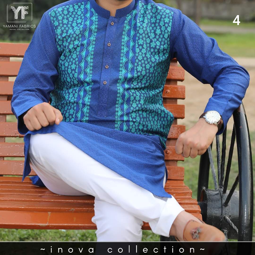 Mens Unstitched Soft Cotton Fabric Kurta Shalwar (INOVA 4)