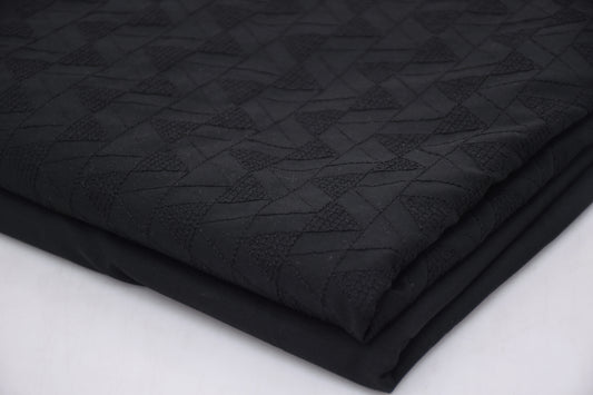 Gents Unstitched wash n wear Embroidery Suit Black