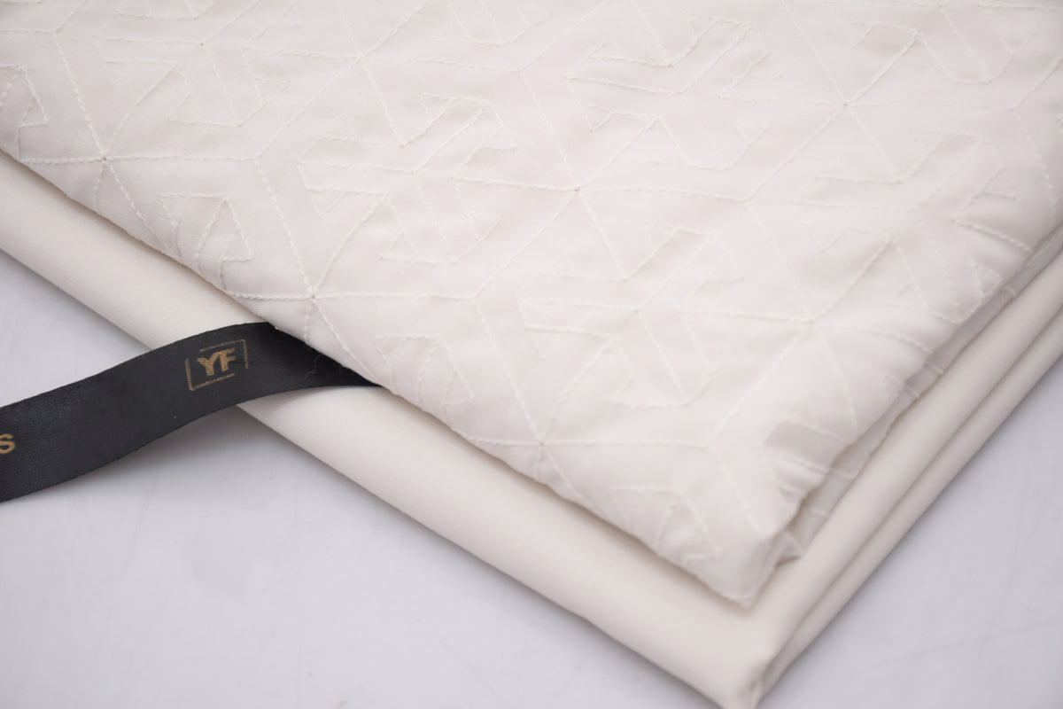 Gents Unstitched wash n wear Embroidery Suit (nova crown) Off White Wing