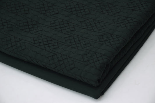 Gents Unstitched wash n wear Embroidery Suit Dark green