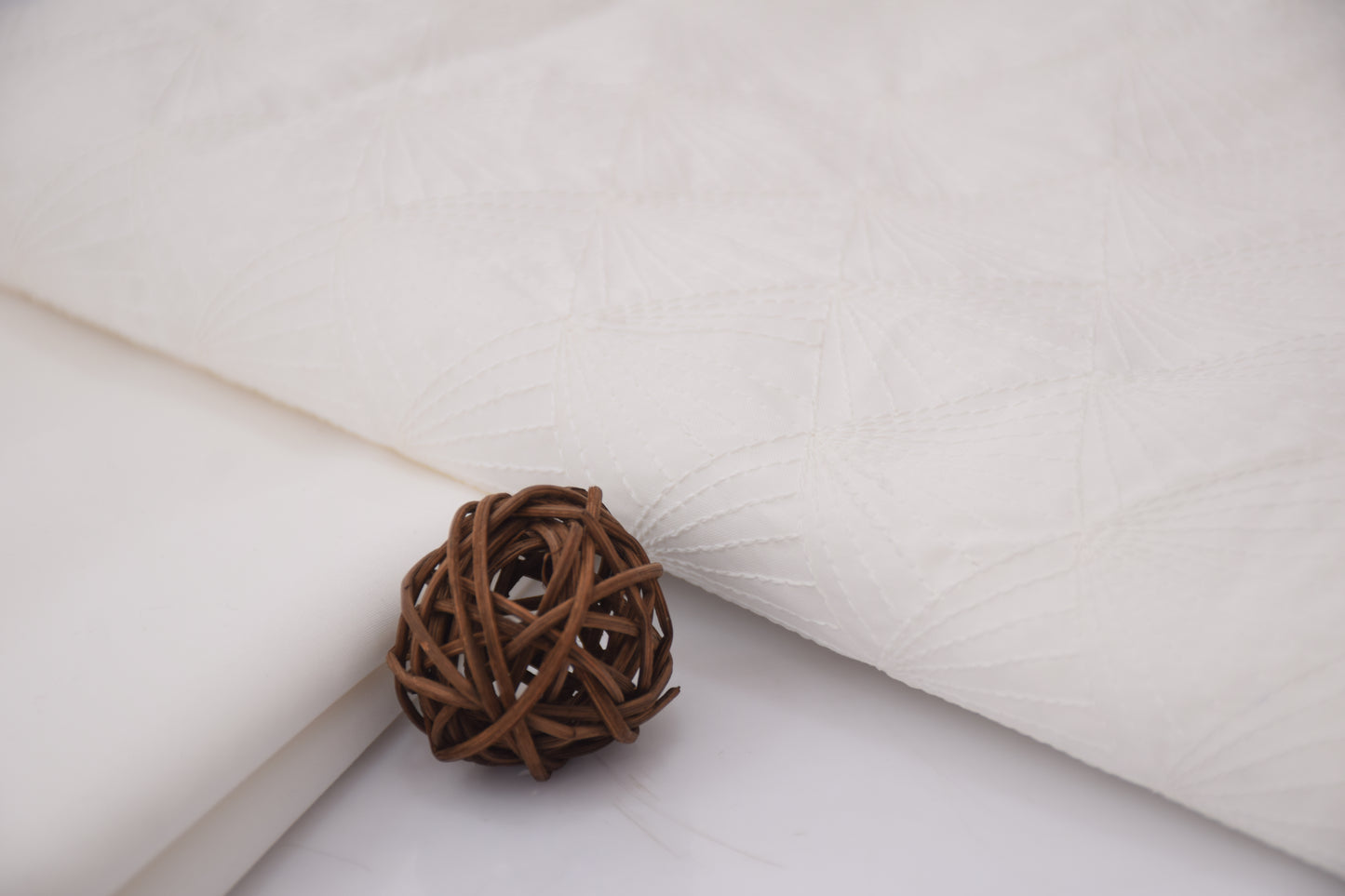 100% PURE COTTON BASE EMBROIDERY (summer Crown Plus )off white leaf