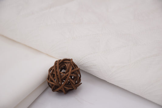 100% PURE COTTON BASE EMBROIDERY (summer Crown Plus )off white leaf