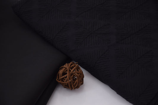 100% PURE COTTON BASE EMBROIDERY (summer Crown Plus )jet black dimond