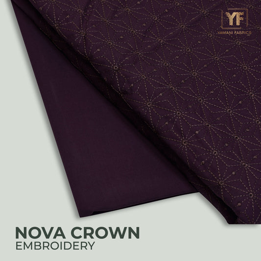 Gents Unstitched wash n wear Embroidery Suit (nova crown)mahroon 01