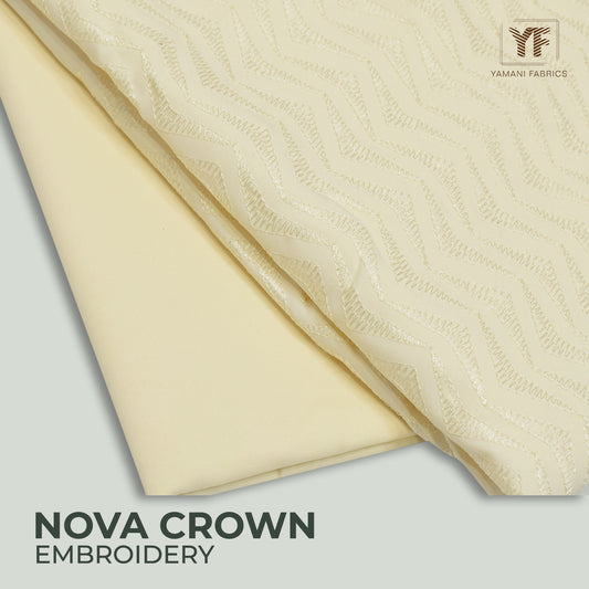 Gents Unstitched wash n wear Embroidery Suit (nova crown)cream 02