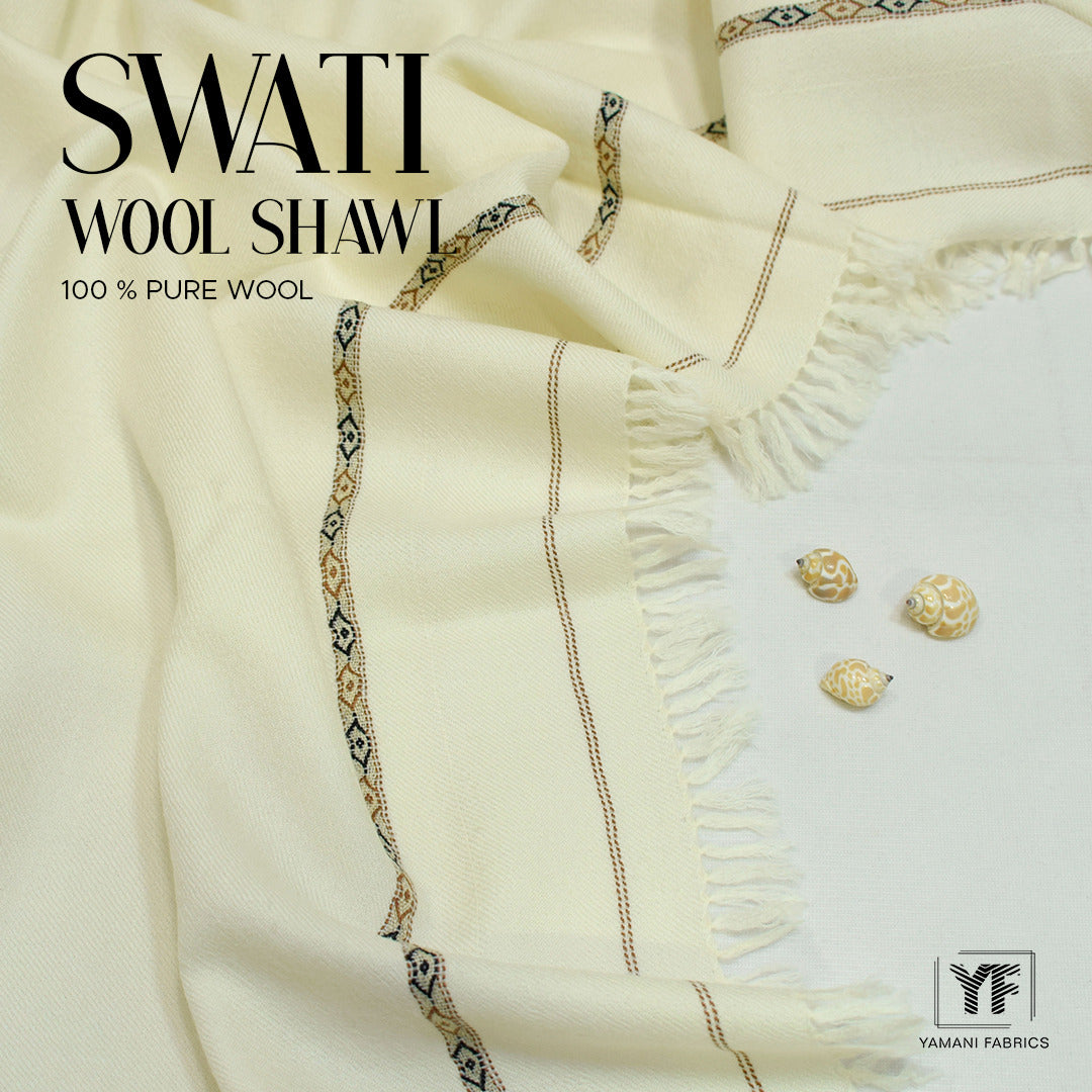 swati 100% pure wool shawl for men |cream