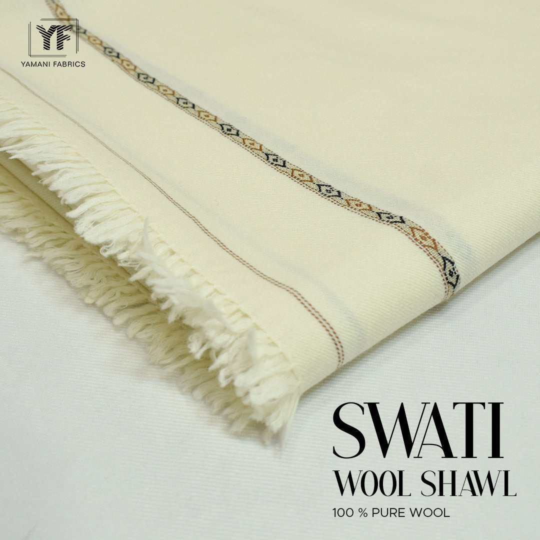 swati 100% pure wool shawl for men |cream