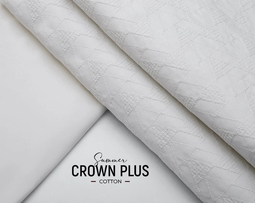 100% PURE COTTON BASE EMBROIDERY (summer Crown Plus )off white triangle