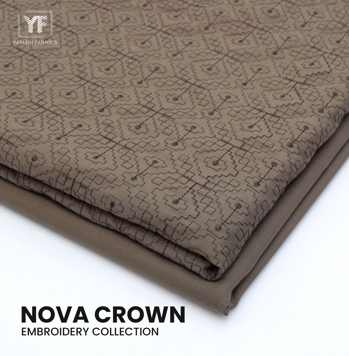 Gents Unstitched wash n wear Embroidery Suit (nova crown)grey coffee