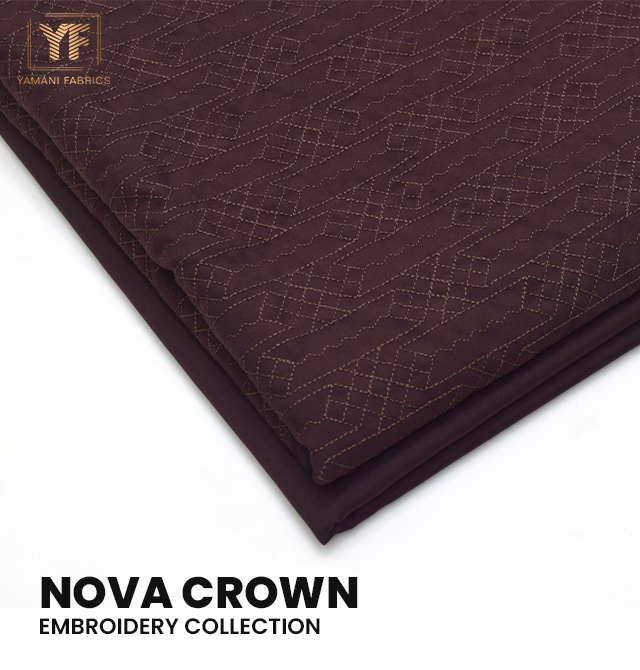 Gents Unstitched wash n wear Embroidery Suit (nova crown)mahroon  arrow