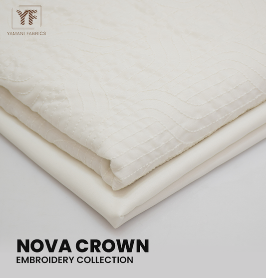 Gents Unstitched wash n wear Embroidery Suit (nova crown) OFF WHITE ROOT