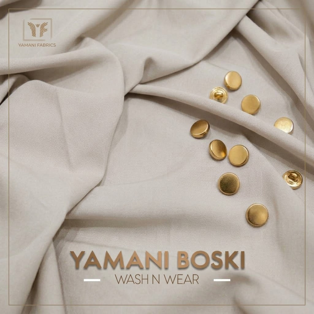 BUNDLE OF 3 YAMANI BOSKI FABRIC FOR MEN WITH LUXURY BUTTONS| ANY 3 COLORS