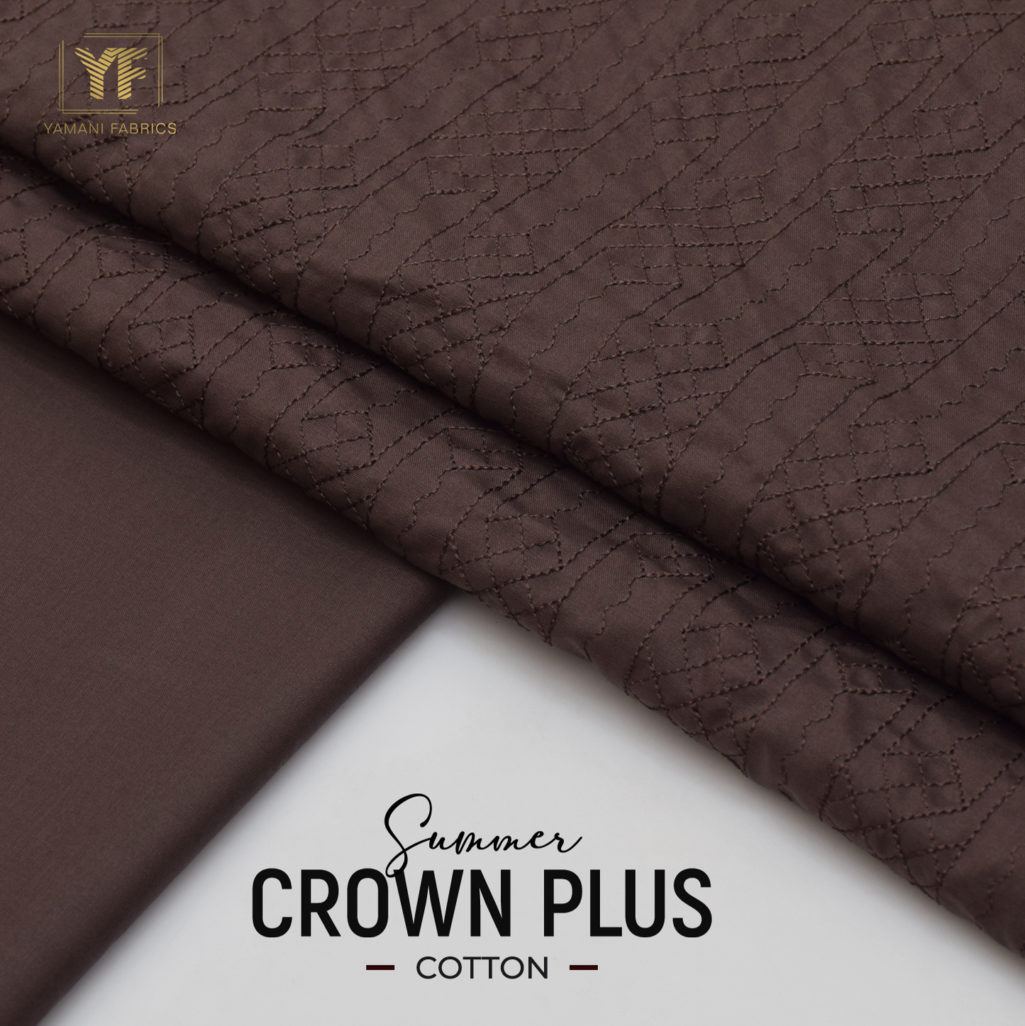 100% PURE COTTON BASE EMBROIDERY (summer Crown Plus )Chocolate brown arrow