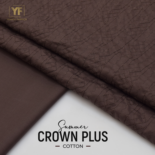 100% PURE COTTON BASE EMBROIDERY (summer Crown Plus )Chocolate brown arrow