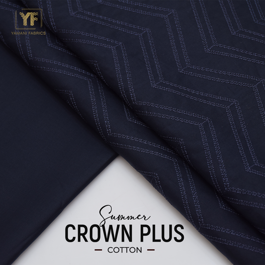 100% PURE COTTON BASE EMBROIDERY (summer Crown Plus ) navy blue zic zak