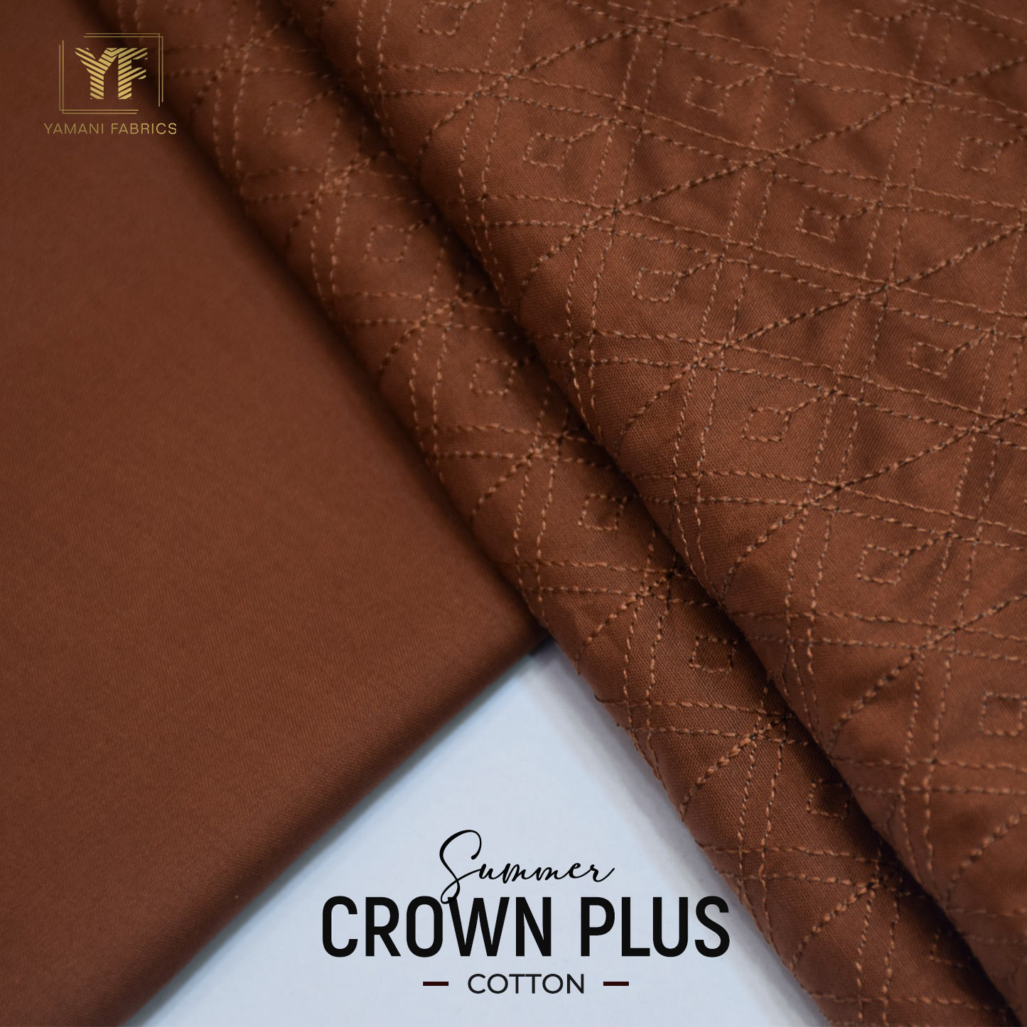 100% PURE COTTON BASE EMBROIDERY (summer Crown Plus ) rust brown