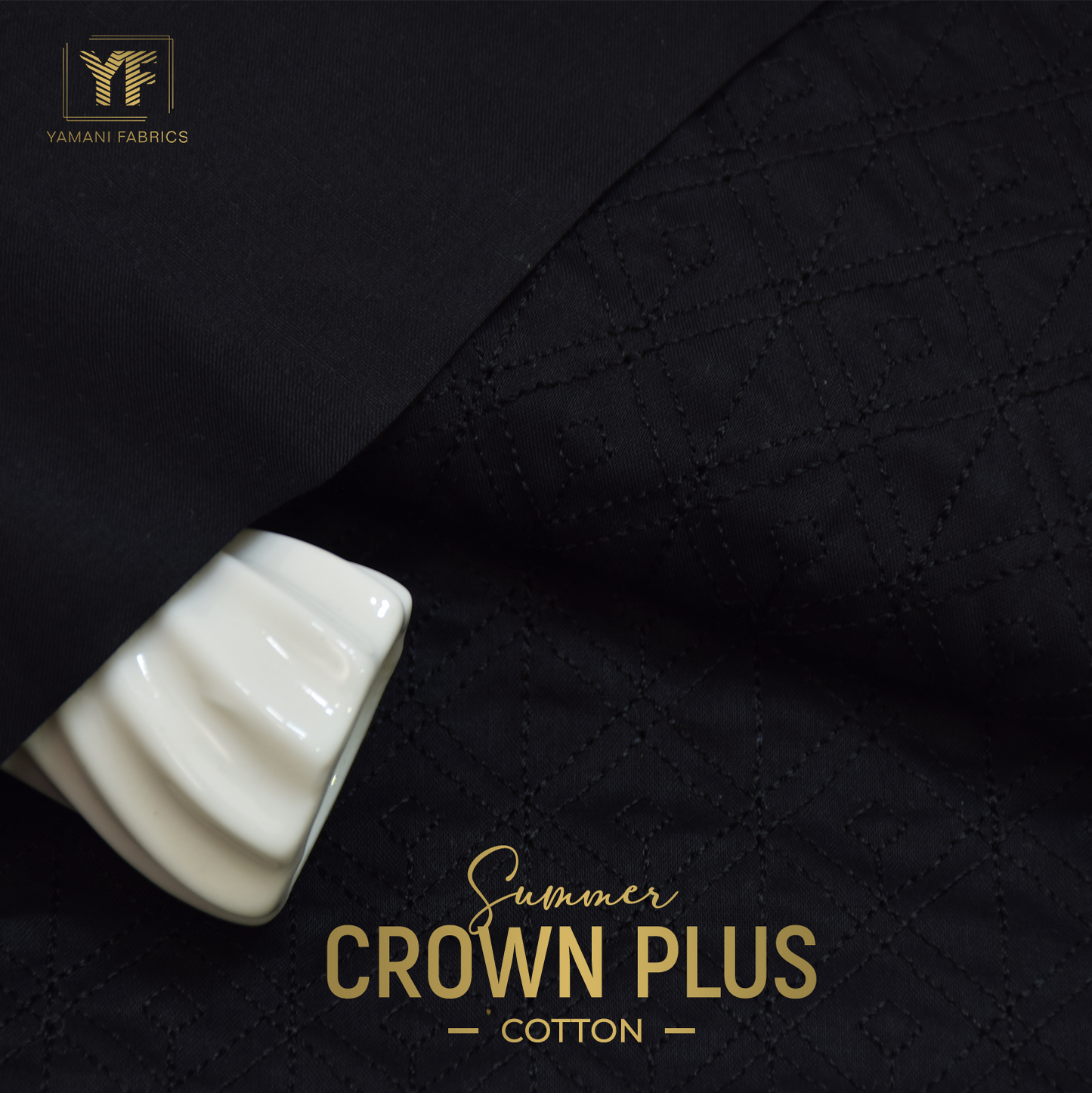 100% PURE COTTON BASE EMBROIDERY (summer Crown Plus 01) jet black