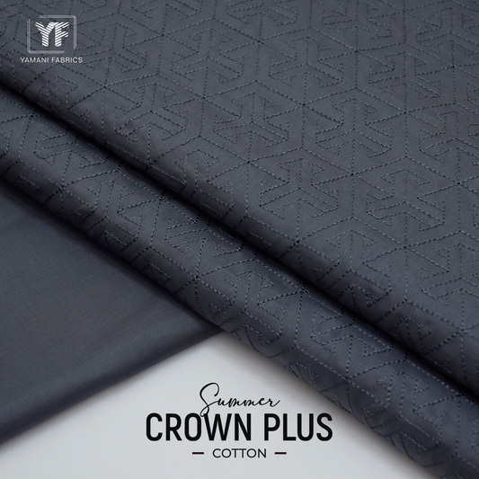100% PURE COTTON BASE EMBROIDERY (summer Crown Plus ) dark grey wing