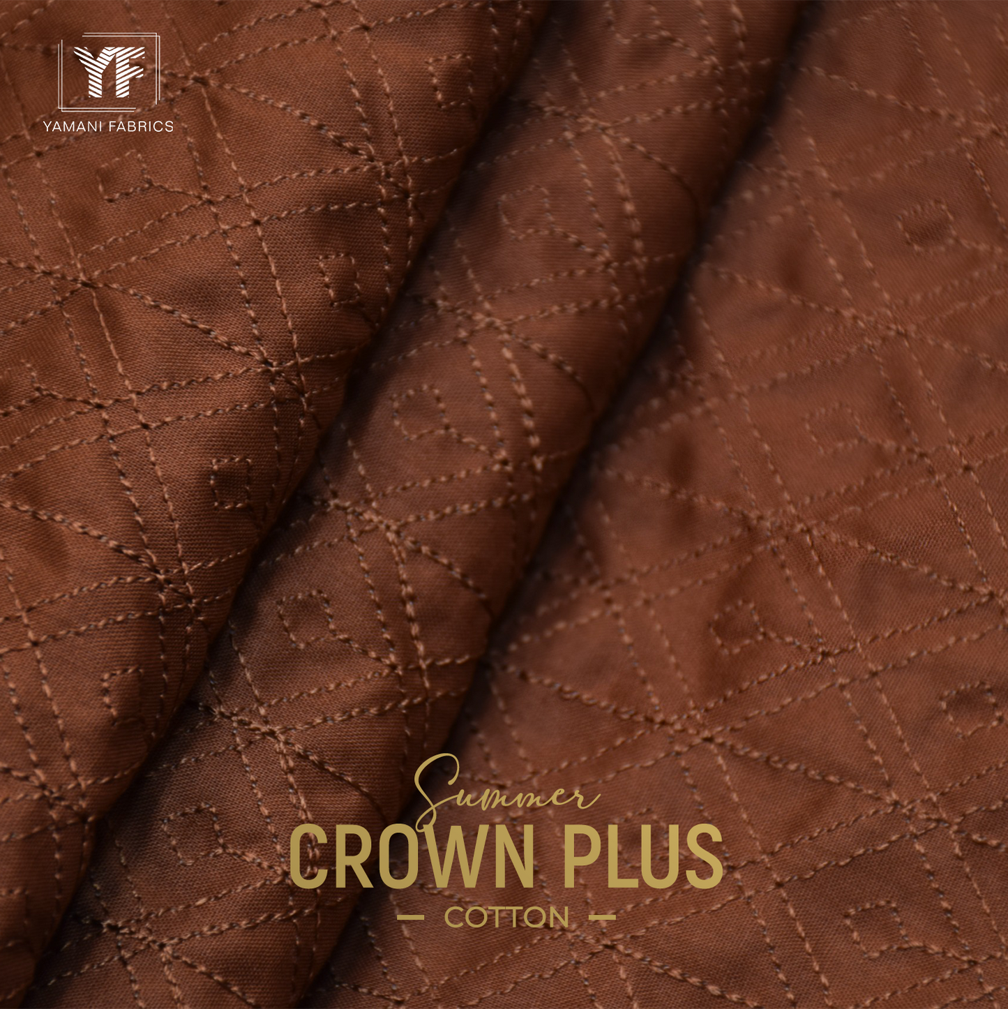 100% PURE COTTON BASE EMBROIDERY (summer Crown Plus ) rust brown