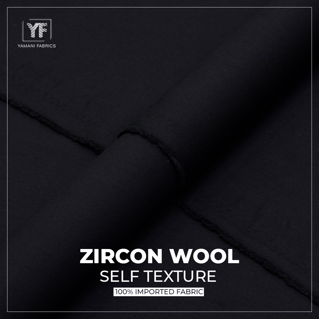 Zircon wool wash n wear twill weave for men| jet black