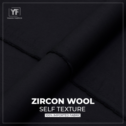 Zircon wool wash n wear twill weave for men| jet black