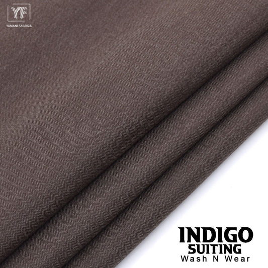 INDIGO suiting self texture wash n wear fabric for men|dark brown