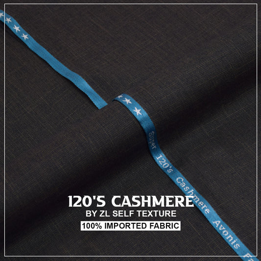120'S CASHMERE  - BROWN) Gents Imported Wash n Wear Fabric self texture